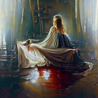 Sisters in Shadow: An Oil Painting