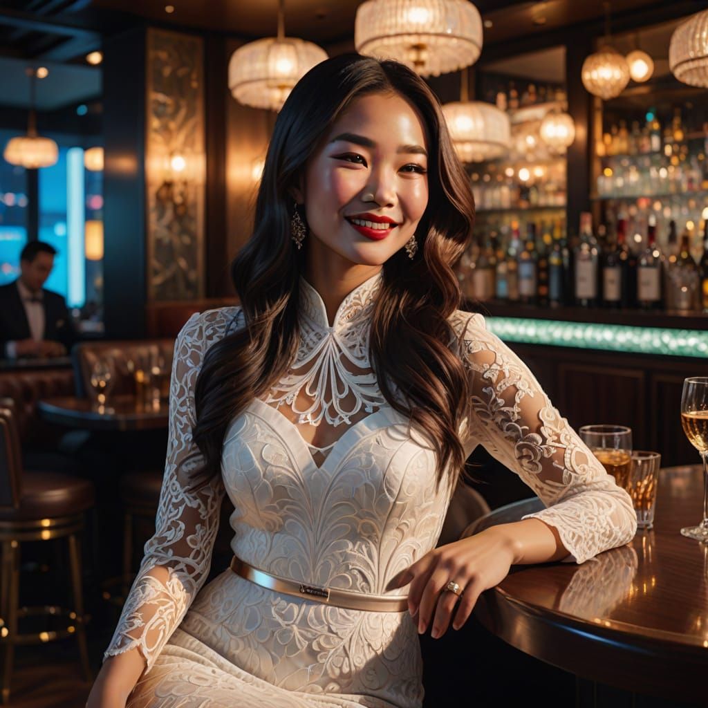 Elegant Princess in Luxurious Bar Setting