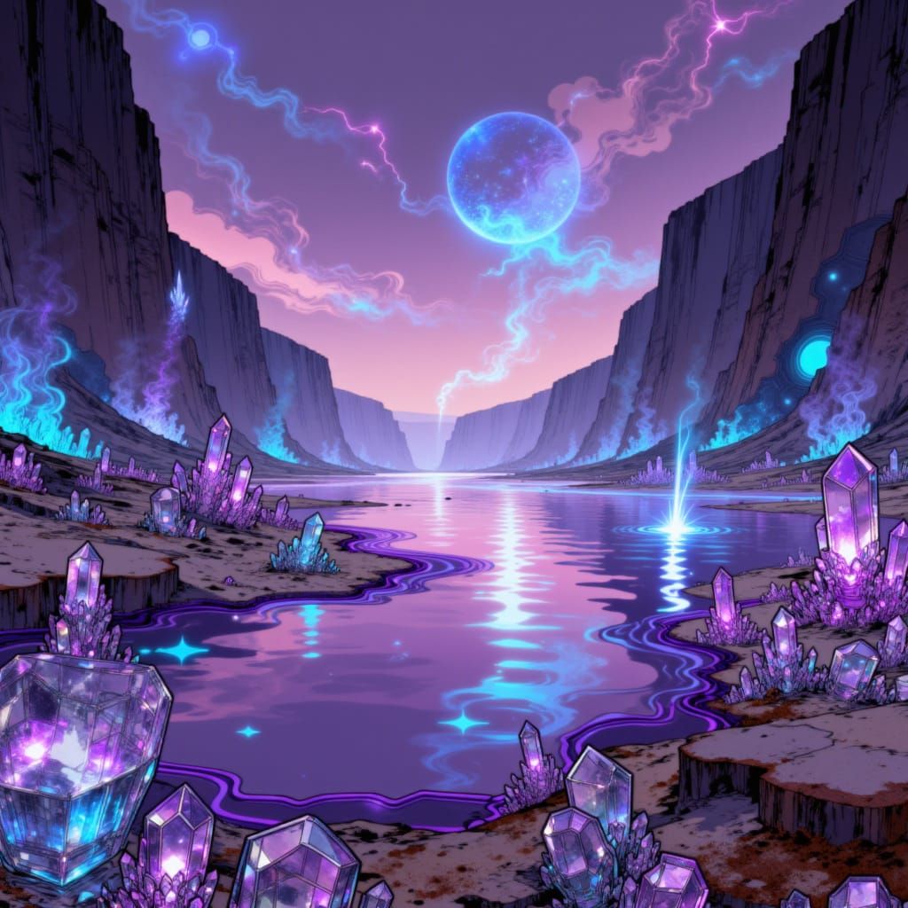 Ethereal Twilight Landscape with Celestial Wonders