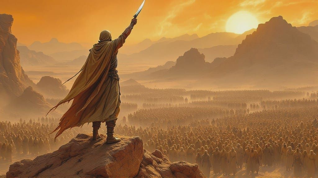 Paul Atreides Leads Fremen Warriors on Arrakis