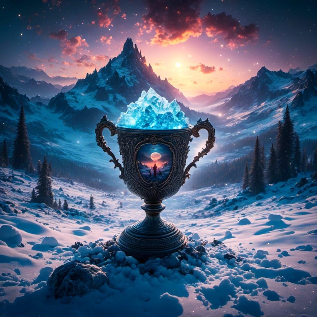 Ice Giant in Snowy Field: Digital Horror Art