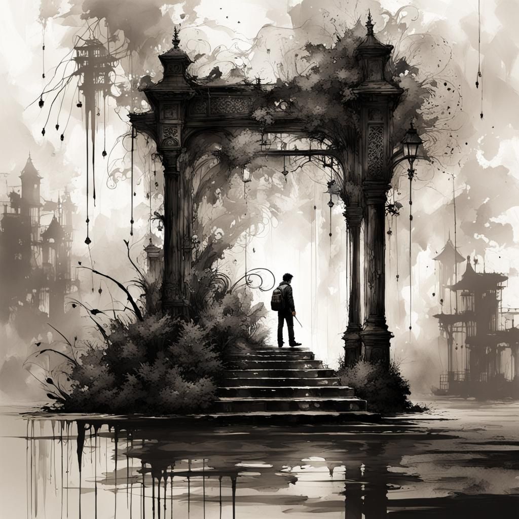 Lost City Reclaimed: Ink Fractal Botanical Art