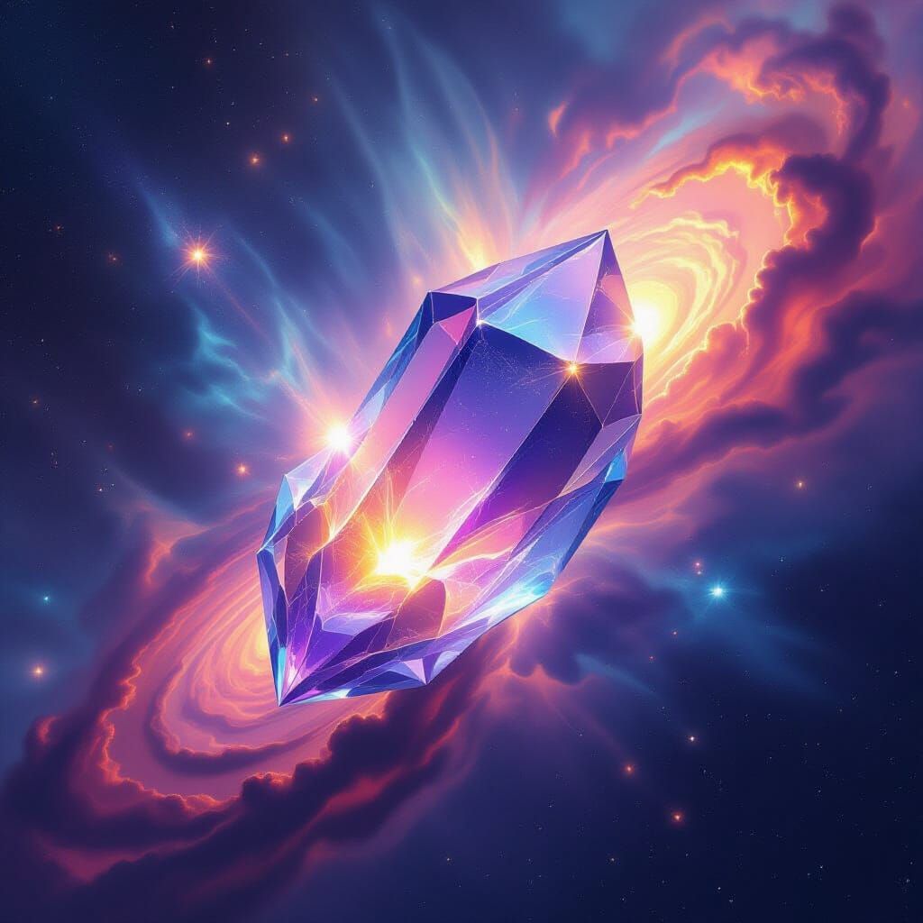 Colossal Crystal in Deep Space, Abstract Expressionist Style