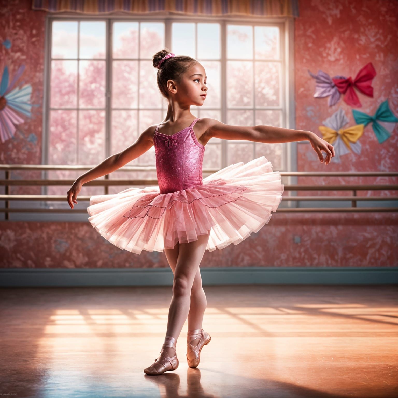 Delicate Ballerina in a Dreamy Studio