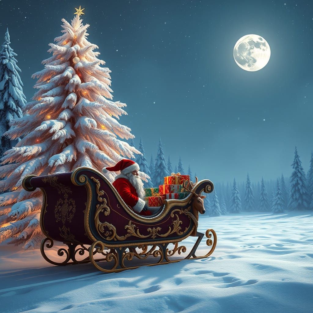 Ethereal Christmas Scene in Vibrant, Hyper-Realistic Style