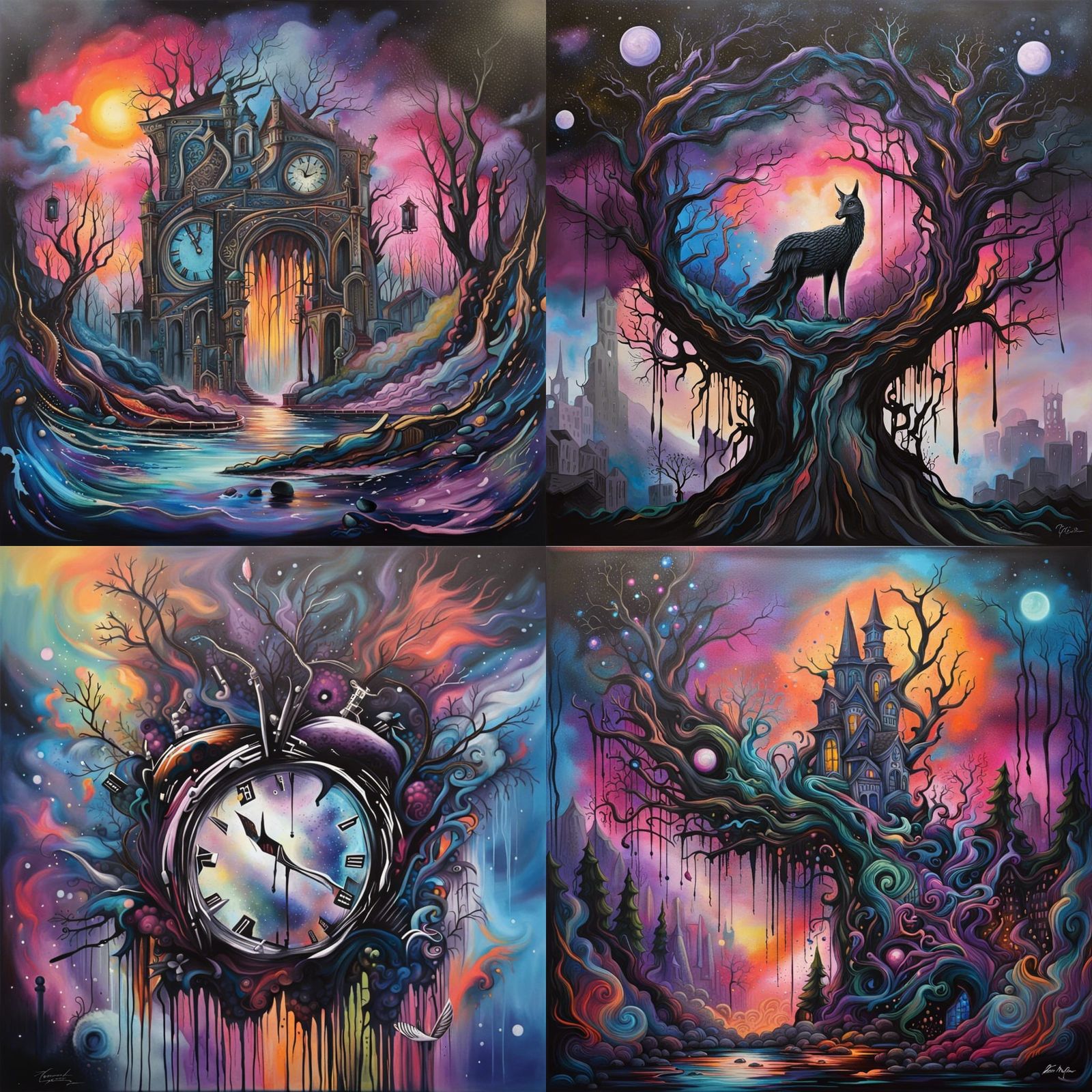 Enchanted Twilight Dimension in Graffiti Art Style