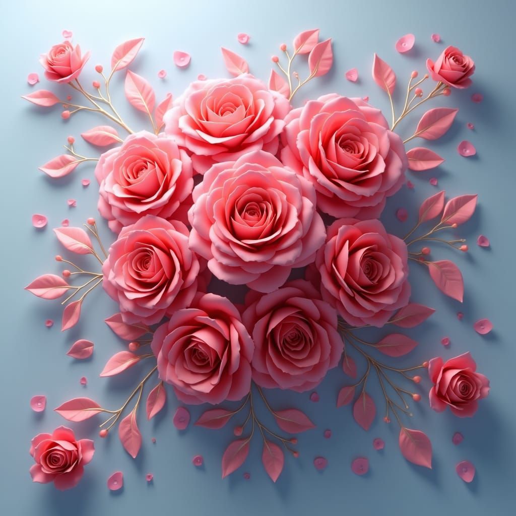 Majestic Red Roses in Anime Art Style