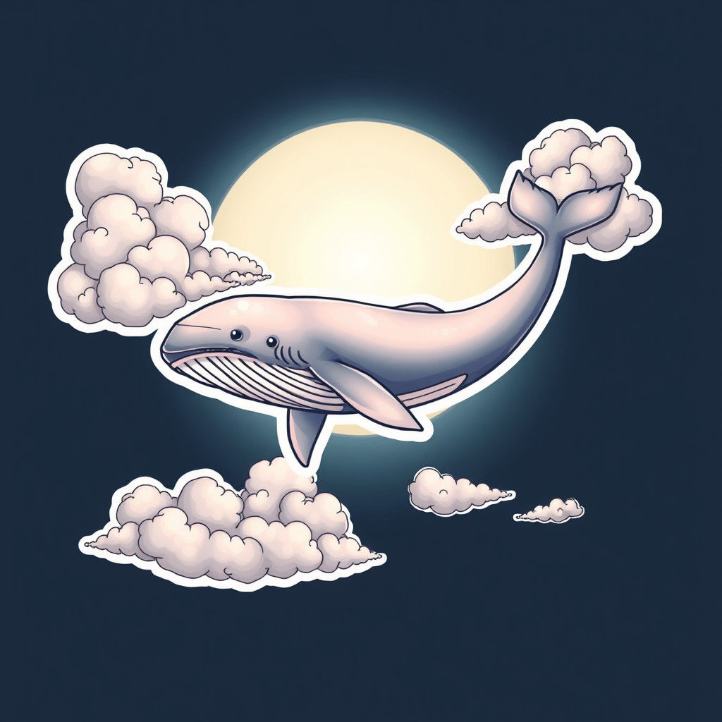 Whale in the Sky Tattoo Style Illustration