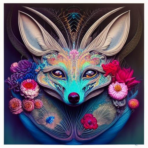 Fox and Flower Merge in Hyperrealistic Style