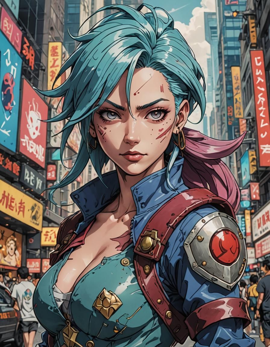 Jinx in 90s Anime Style in New York