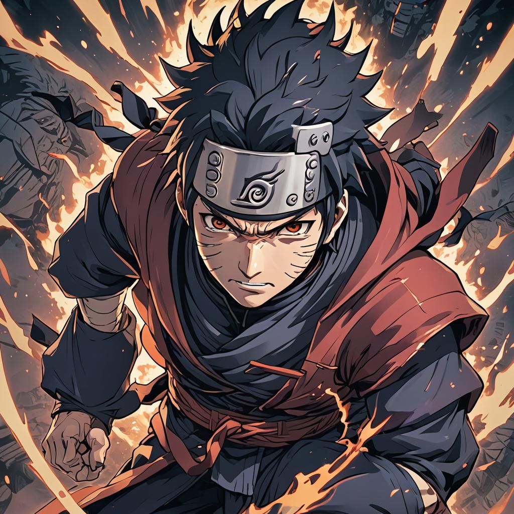 Powerful Ninja Warrior in Anime Manga Style