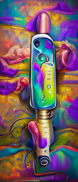 Vibrator as Colourful Acrylic Impasto Art