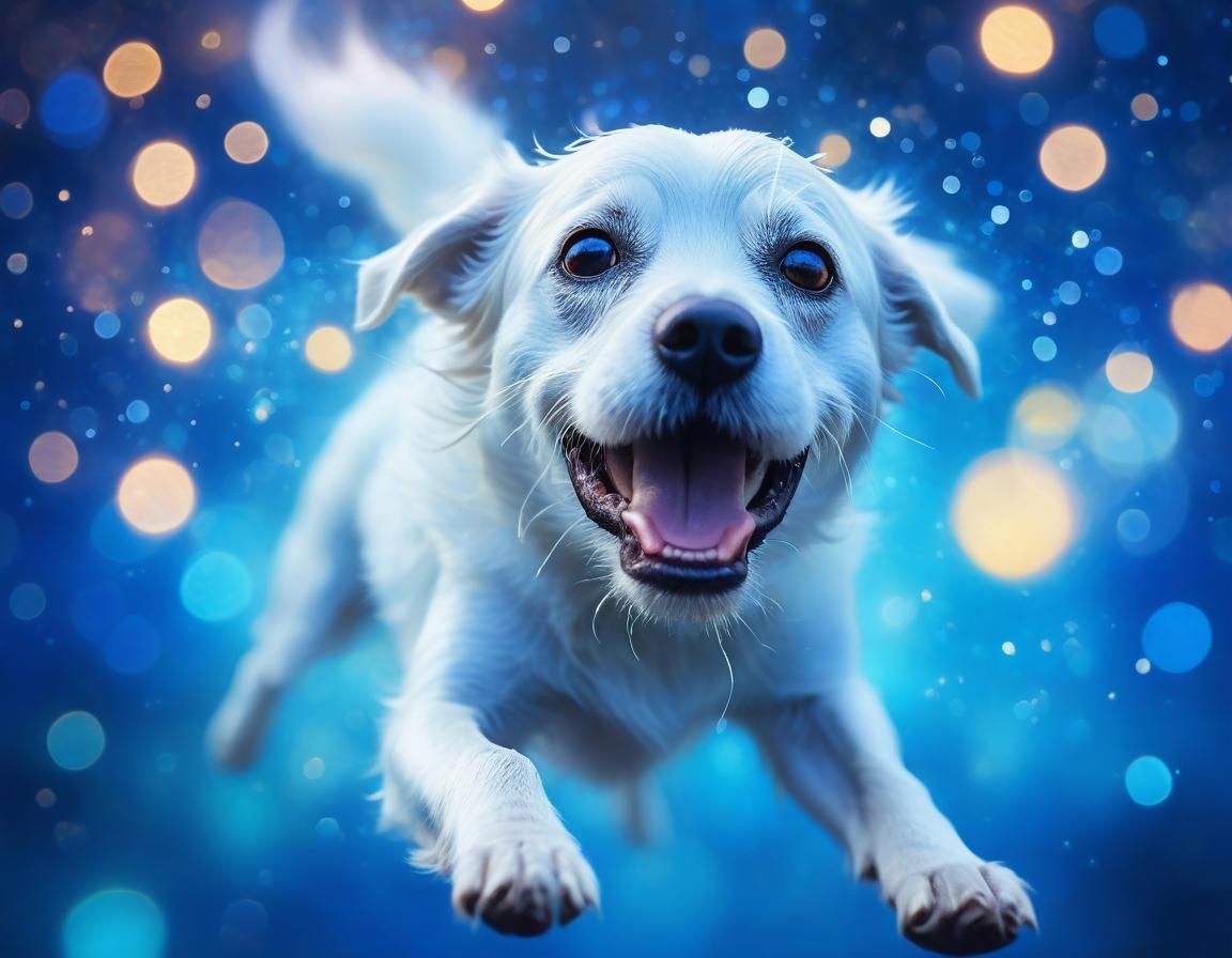 Ethereal Ghost Dog in Magical, Luminous Style
