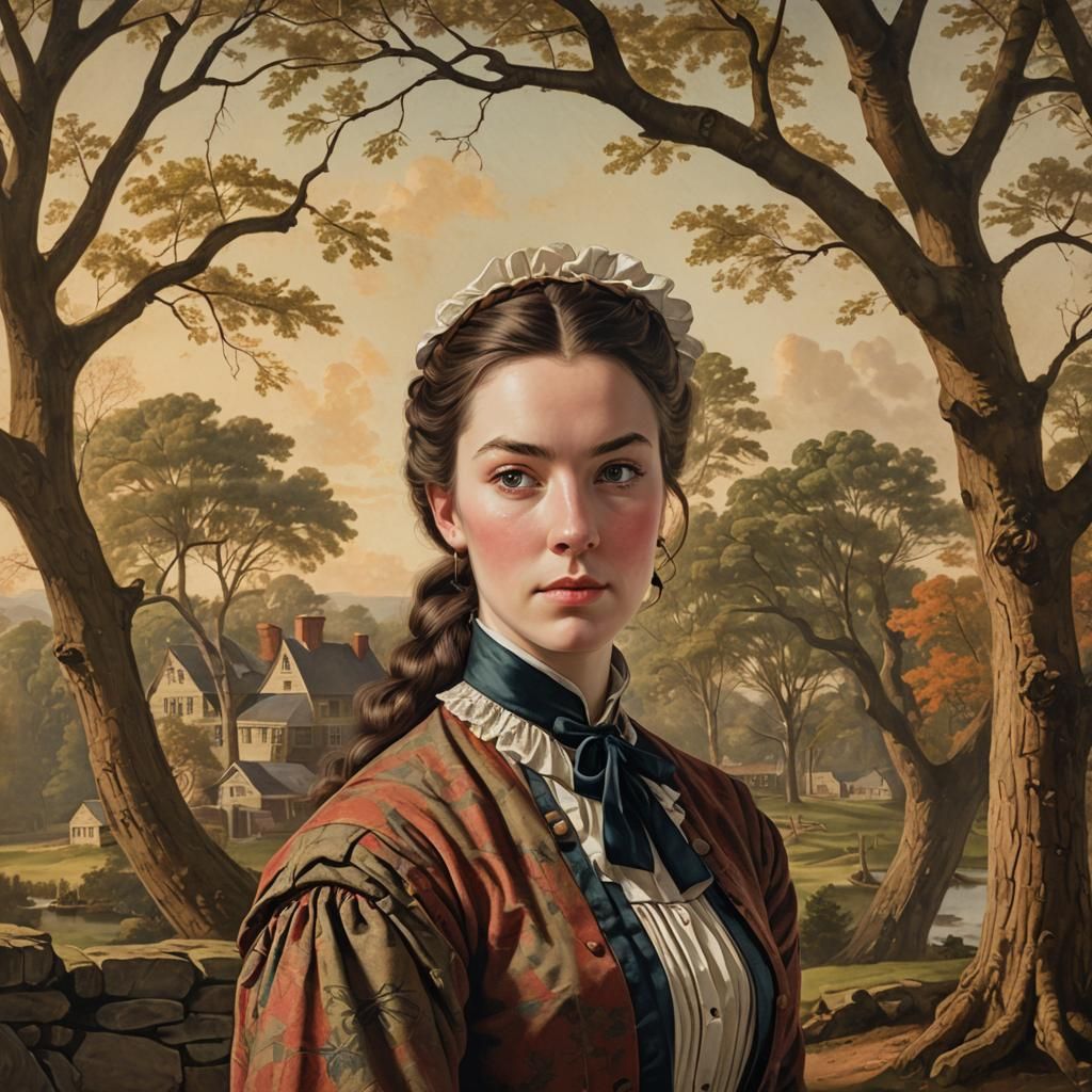 Colonial American Portrait of Abigail Albee in 1743 Attire