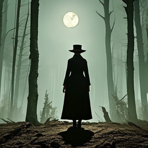 Eerie Forest Scene: Exorcist Meets Digital Art