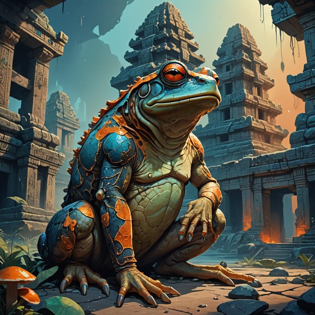 Gargantuan Frog God in Ruined Mayan City
