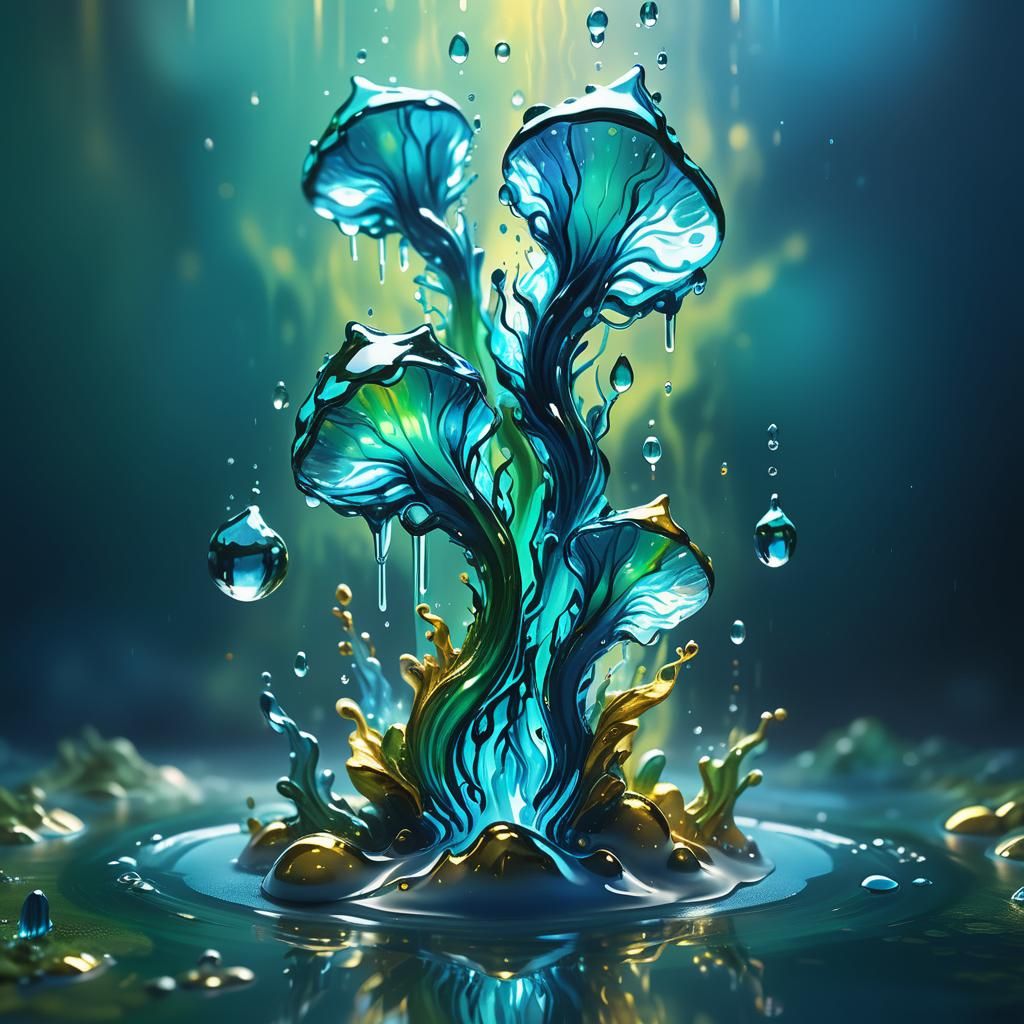 Liquid Water Elementals in Vibrant 3D Concept Art