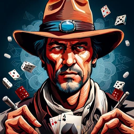 Mysterious Cowboy Portrait in Old West Style