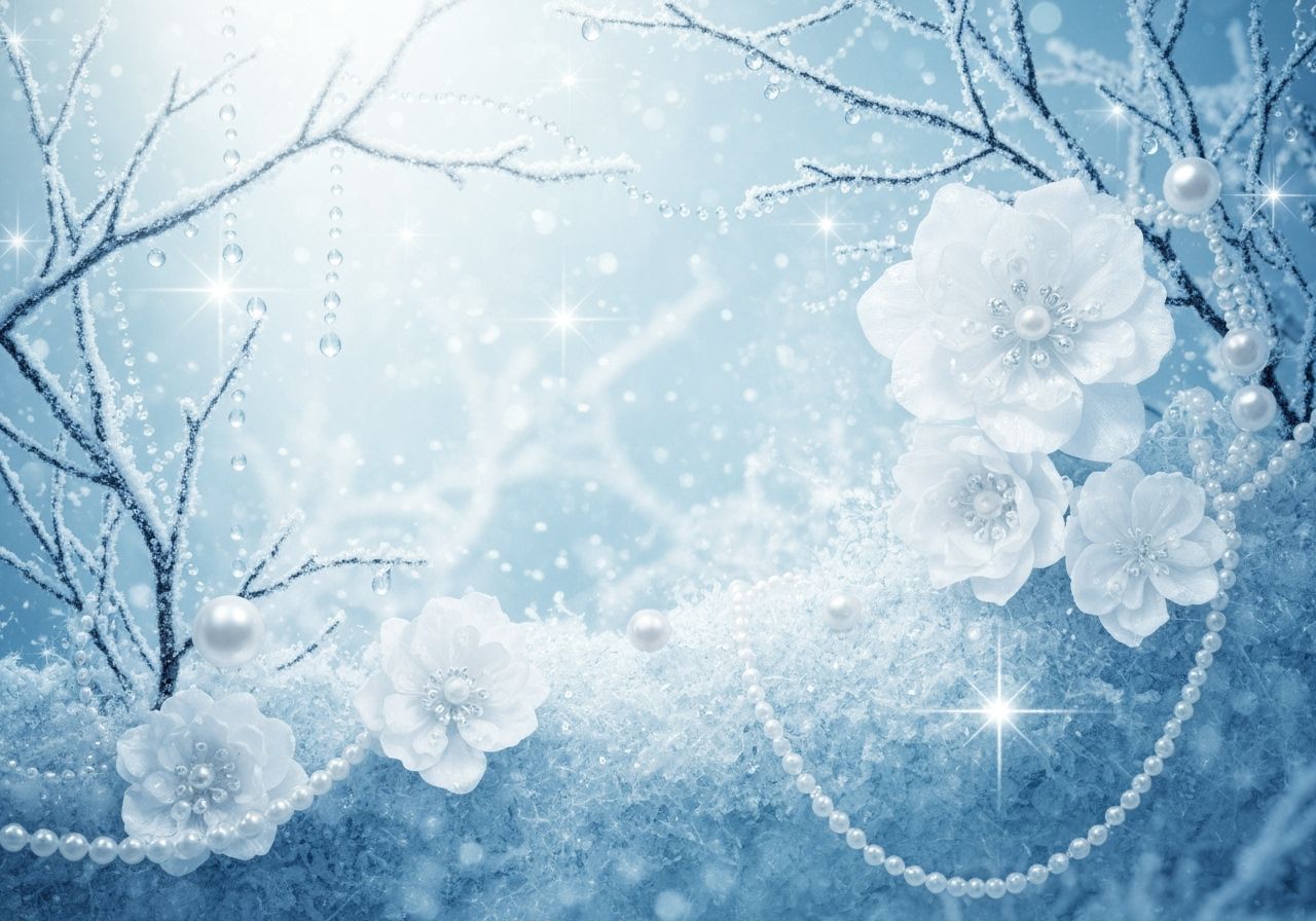 Ethereal White Flowers in Frosty Dreamscape