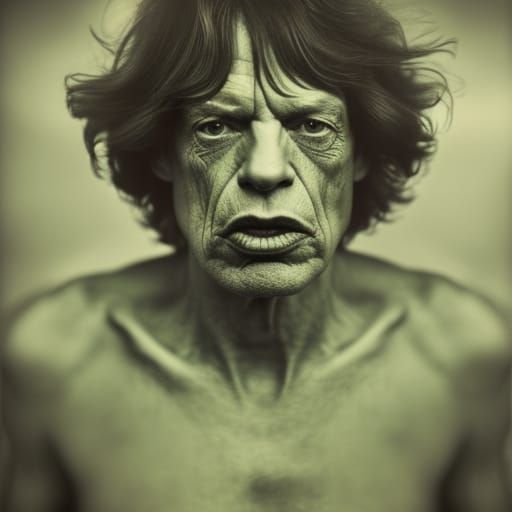 Mick Jagger as Hulk: Close-Up Portrait