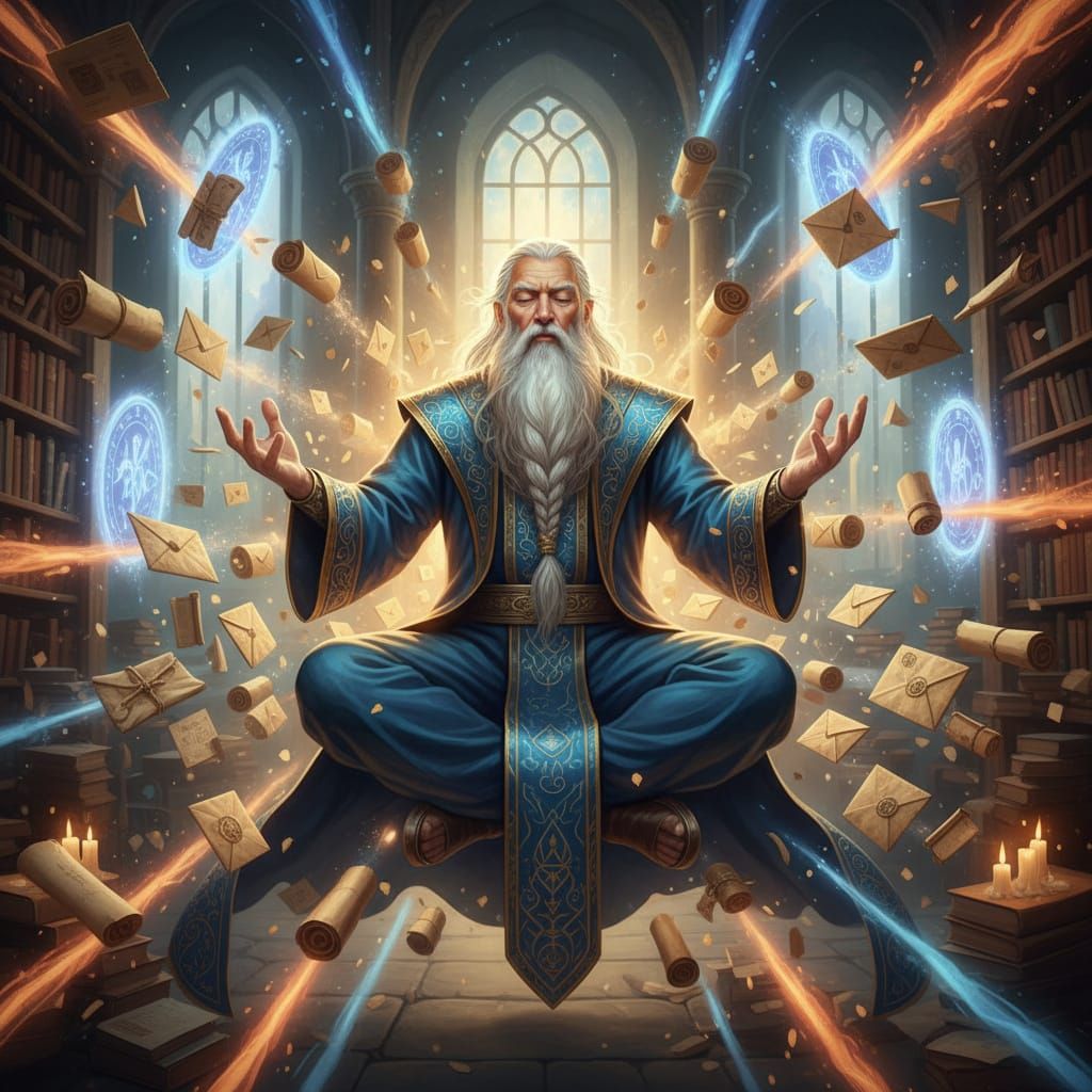 Wizard Directs Magical Mail Delivery in Cinematic Realism