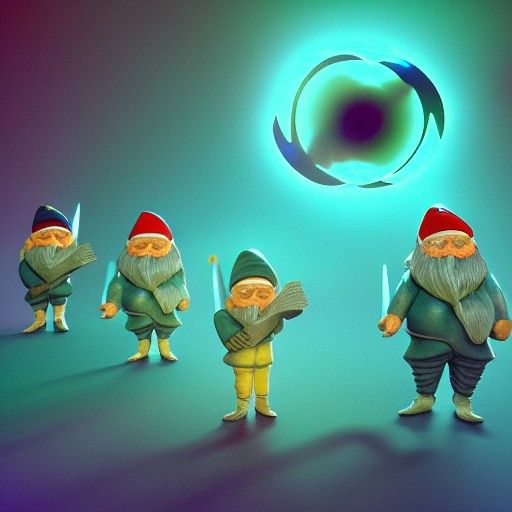 Astral Ninja Gnomes From Outer Space, Holographic Illustrati...