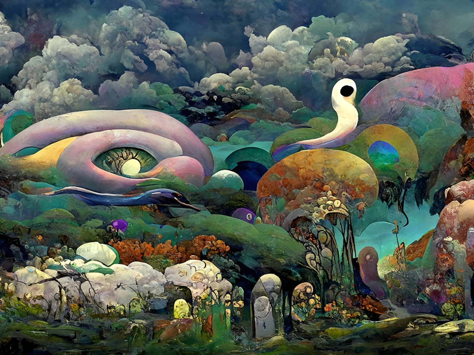 Surreal Symbolic Painting in Psychedelic Style