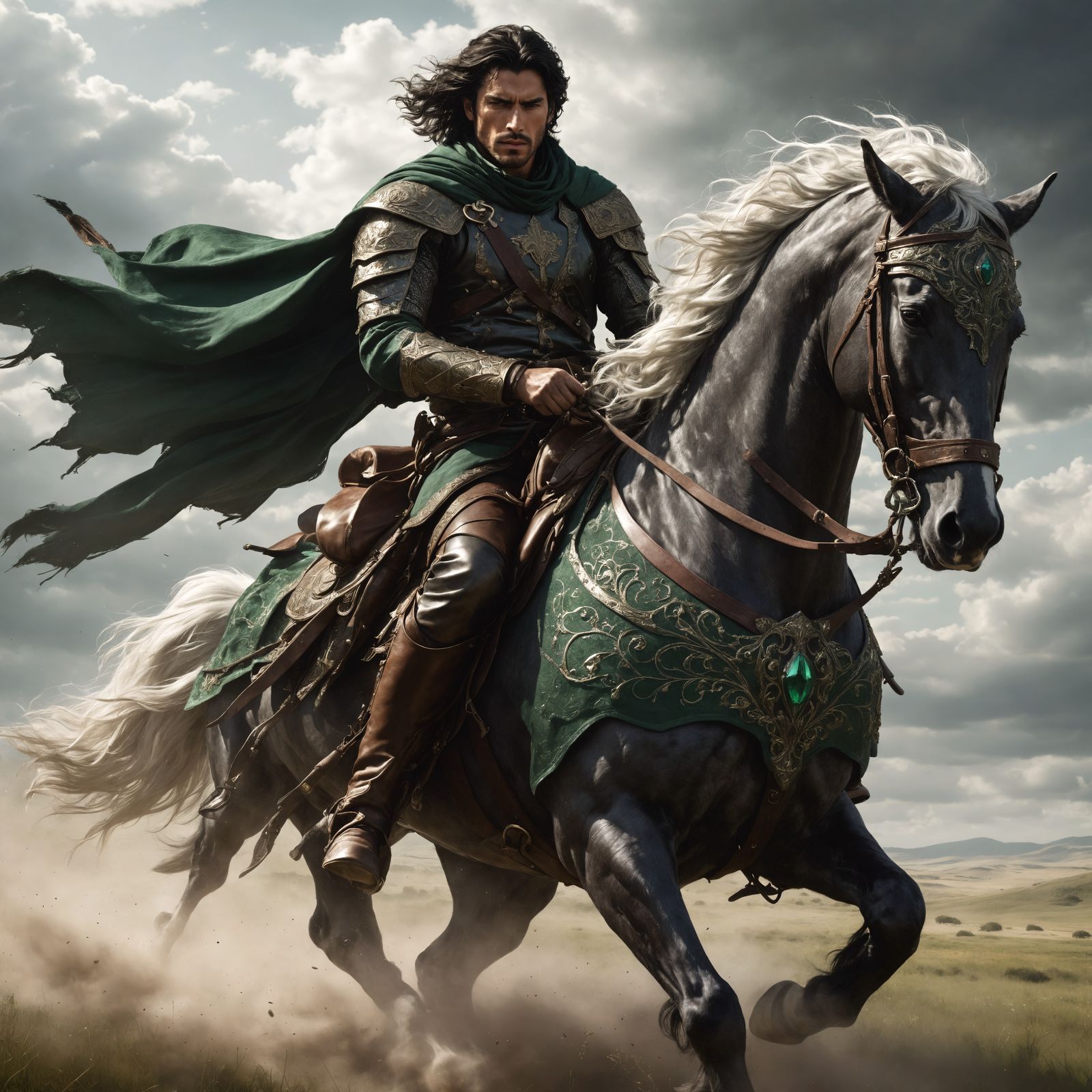 Determined Rogue Rides Across Open Plains on Powerful White ...