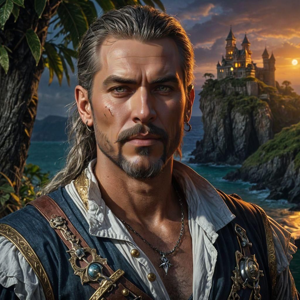 Pirate Warrior Portrait in High Fantasy Style