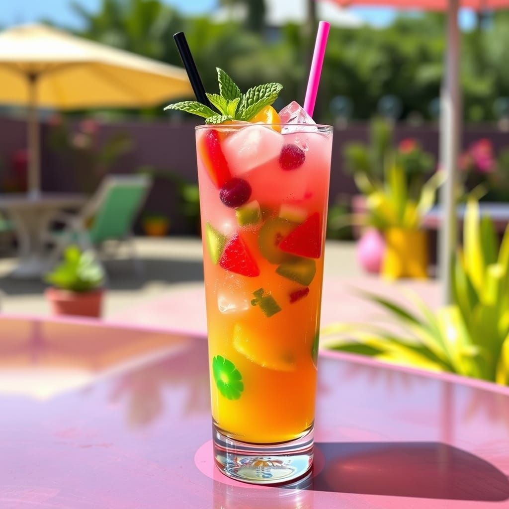 Colorful Summer Drink with Pop Art Flair