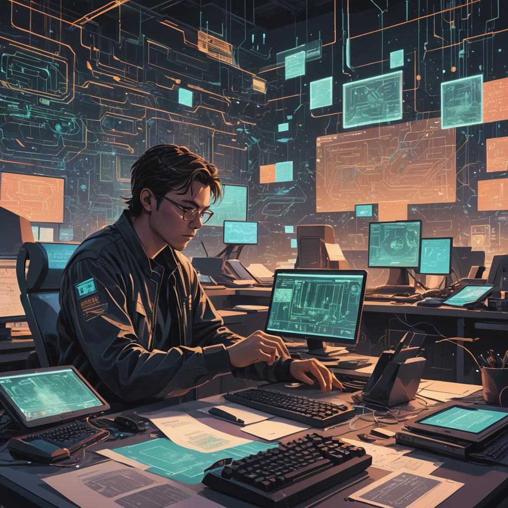 Coding in a Cyberpunk Neon Future