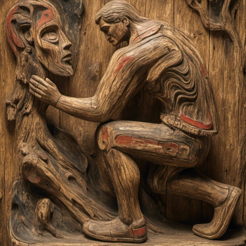 Painter Stepping Out of Canvas to Bring Figure to Life