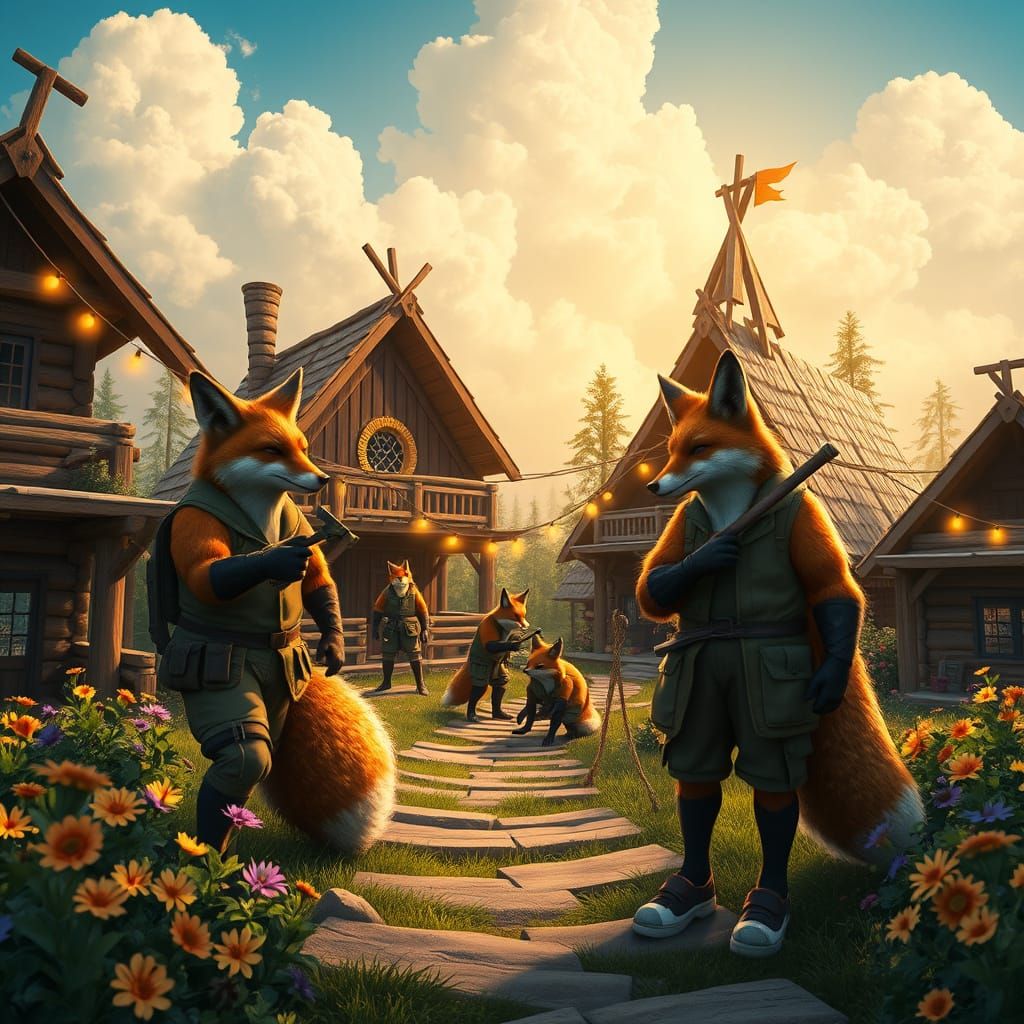 Whimsical Summer Camp Built by Furry Fox Friends in Vibrant ...