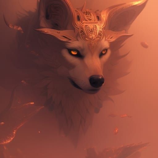 Rose Gold Wolf Dark Fantasy Concept Art