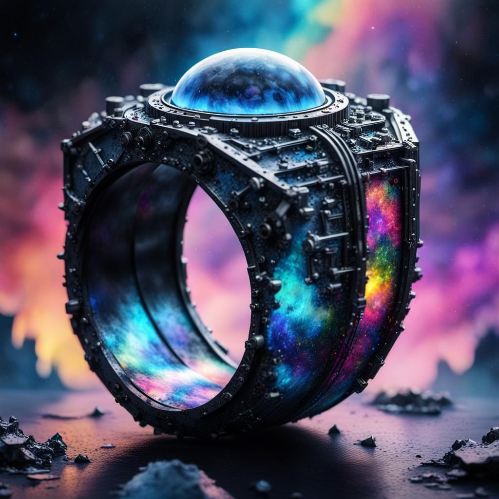 Cyberpunk Cyborg Ring in Impasto Style