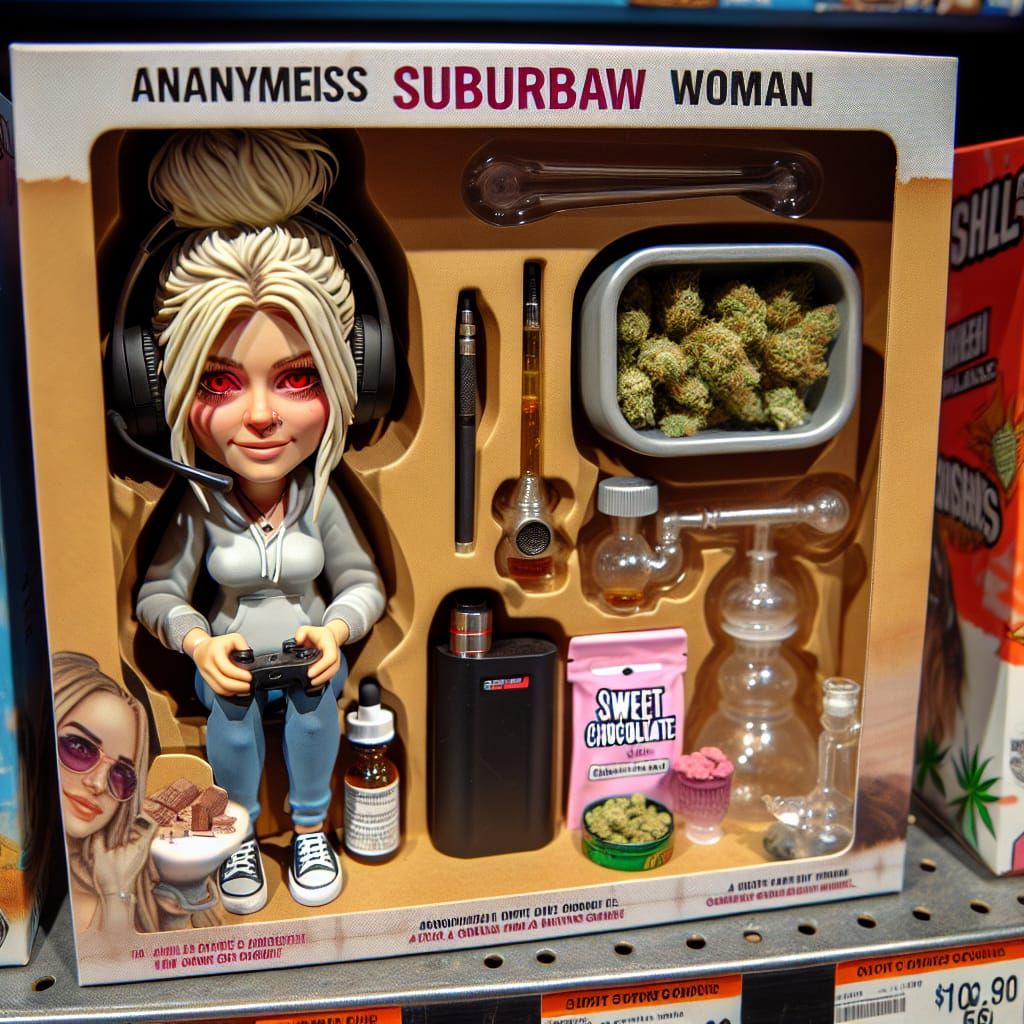 Blonde Gamer Woman Figurine in Retail Packaging