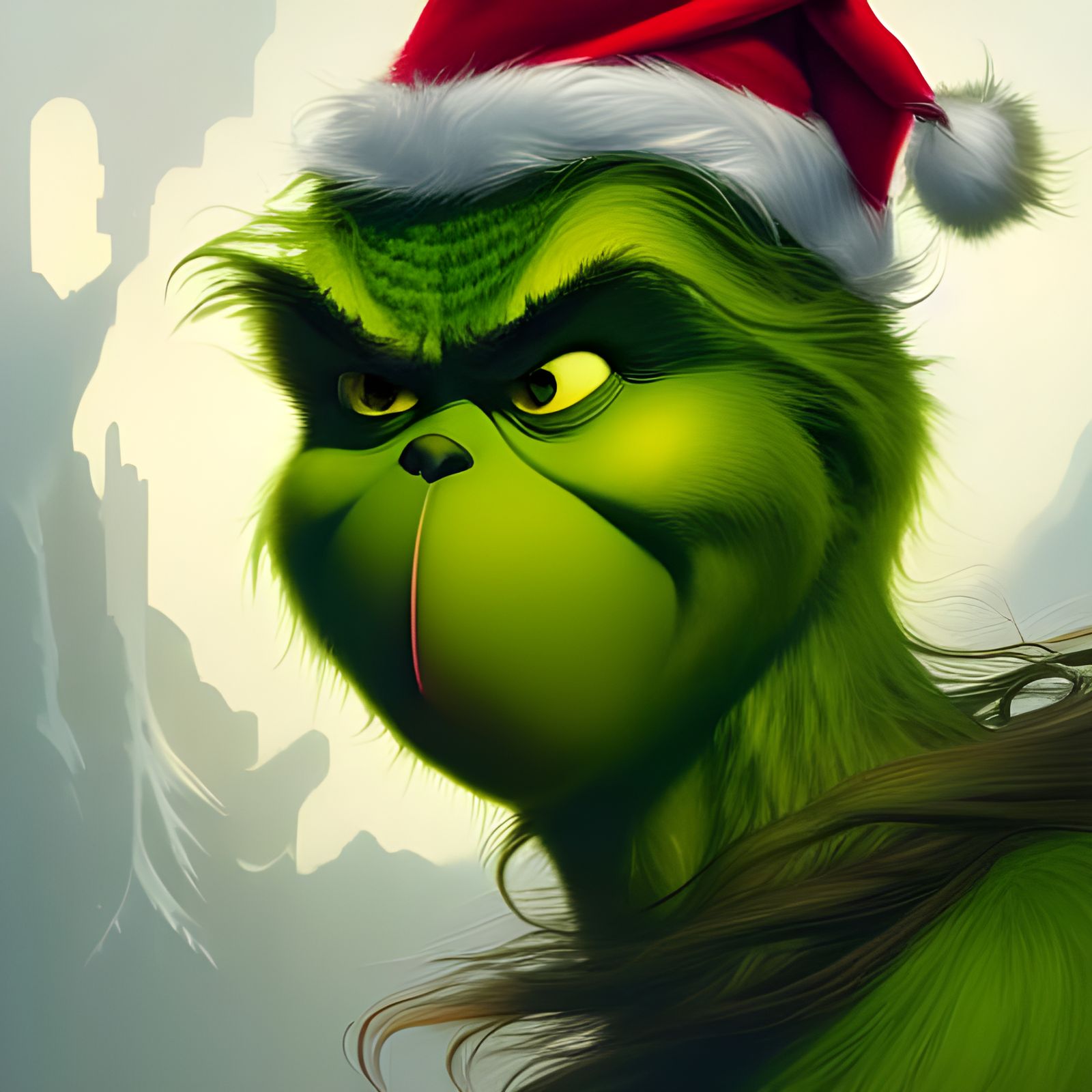 Hyperrealistic Grinch Portrait in Dynamic Lighting