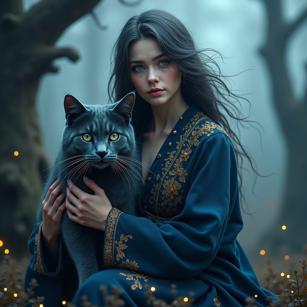 Mystical Witch Portrait in Dreamy Forest Setting