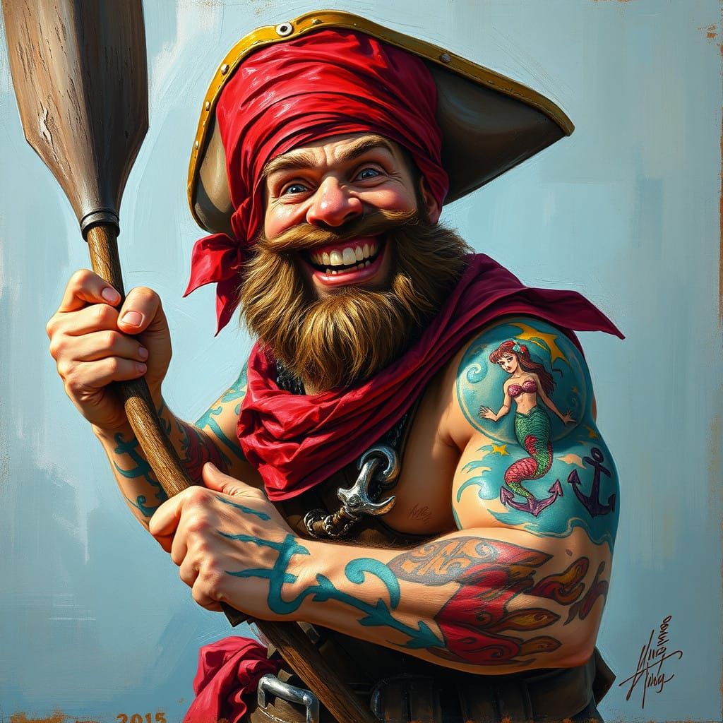 Vibrant Pirate in an Oil Painting Style