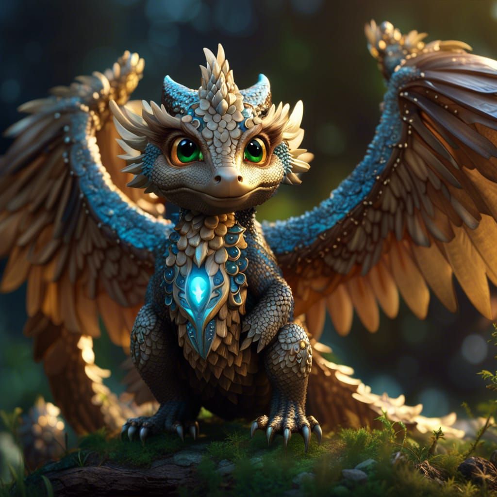 Adorable Mystic Druid Dragon with Magical Powers