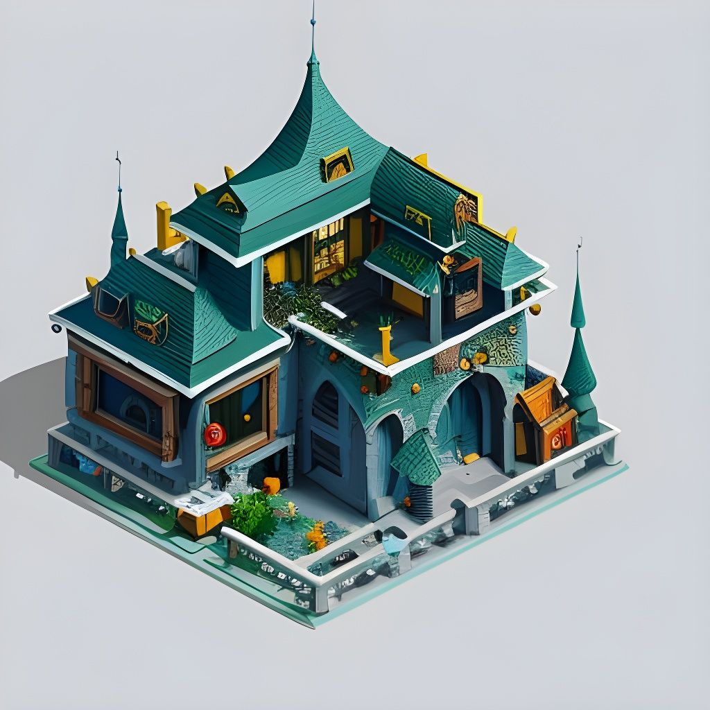Isometric Fairytale House in 3D Render