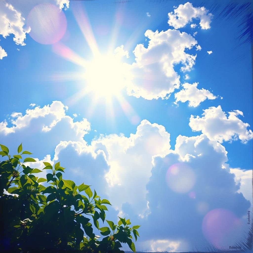 Impressionist Landscape with Soft Clouds and Gentle Breeze