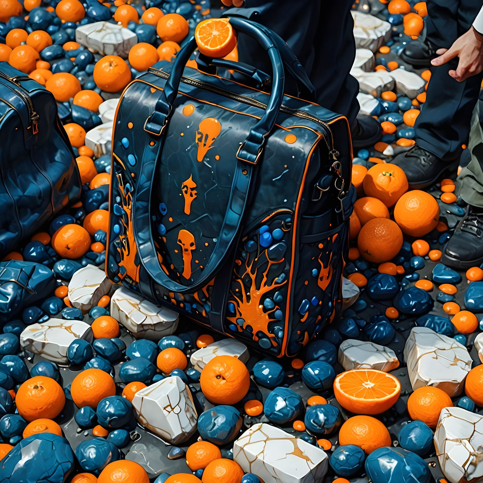 Surreal Black Footsteps & Bag of God Abstract Art