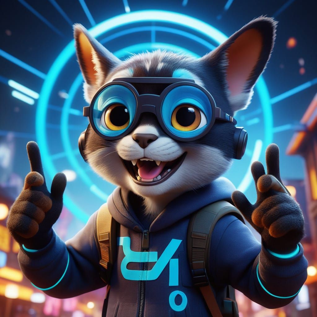 Energetic Youth Exclaims with Exaggerated Gestures in Vibran...