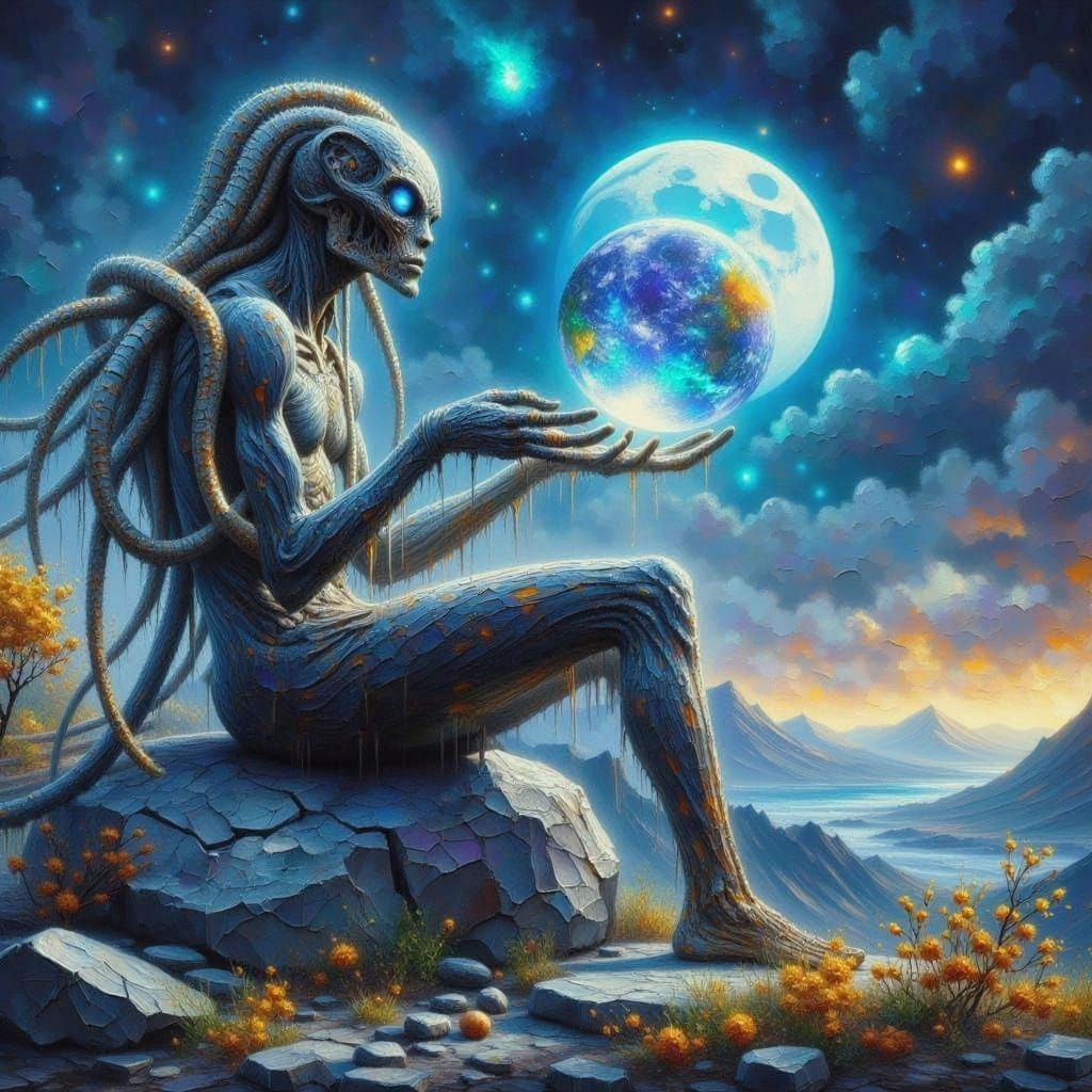 Alien Practicing Levitation on a Distant Planet