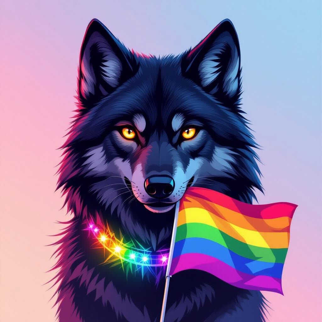 Bisexual Pride: Amber-Eyed Wolf Graphic Art