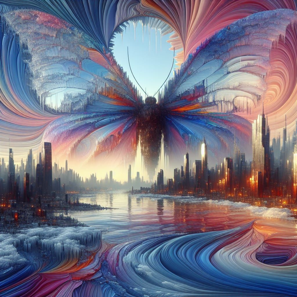 Twilight Colors Refract Through a Moth's Wings in Hypertextu...