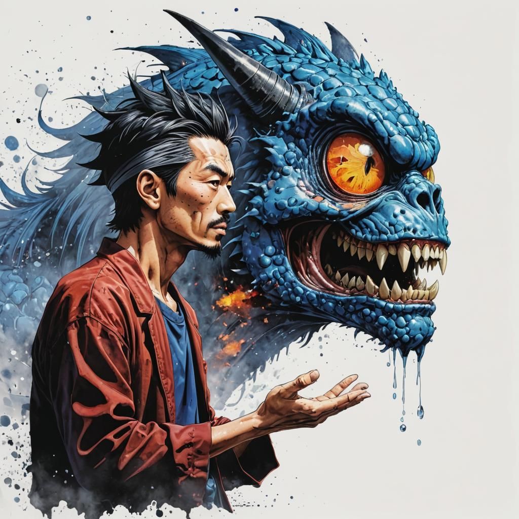 Dynamic Manga-Style Character in Vivid Action