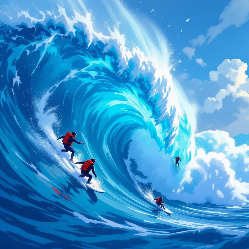 Frozen Wave Surfing: Digital Painting with Hyper-Realistic D...