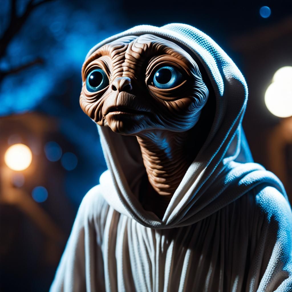 E.T. as Ghost with Eliott: Hyperrealistic Halloween